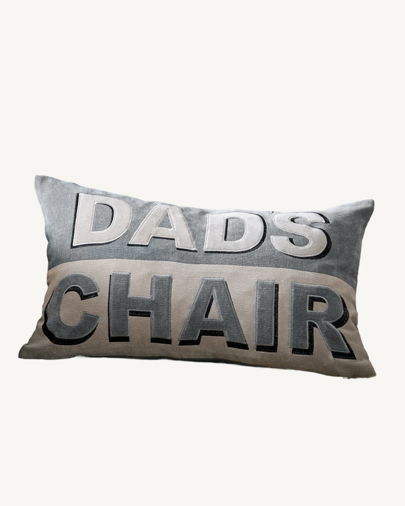 Blue Dad's Chair Velvet Slogan Cushion, £14