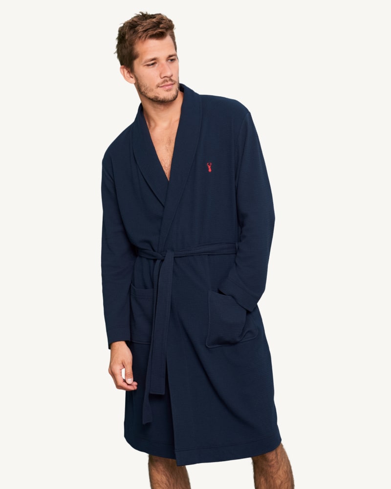 Navy Blue Lightweight Waffle Dressing Gown, £32