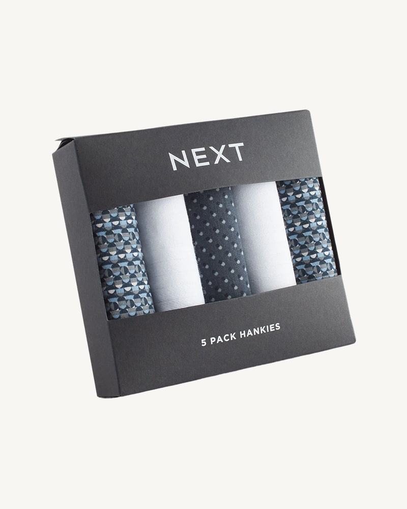Blue Geo Floral 100% Cotton Handkerchiefs 5 Pack, £14