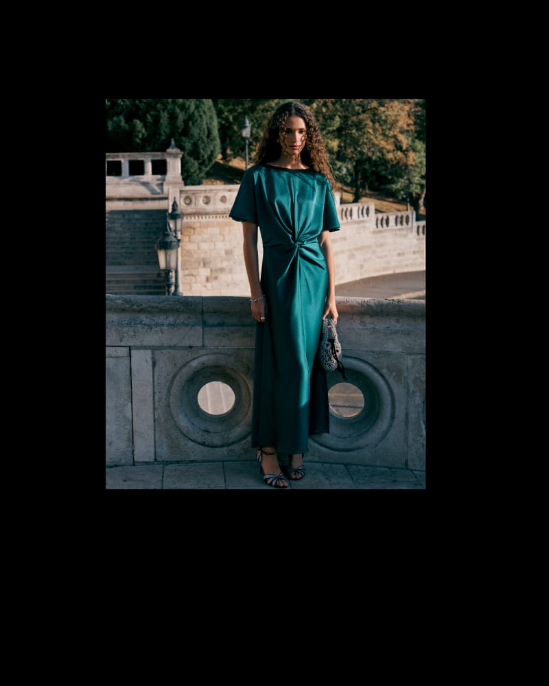 Green Satin Midi Dress