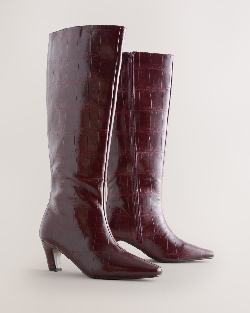 Burgundy Knee High Boots