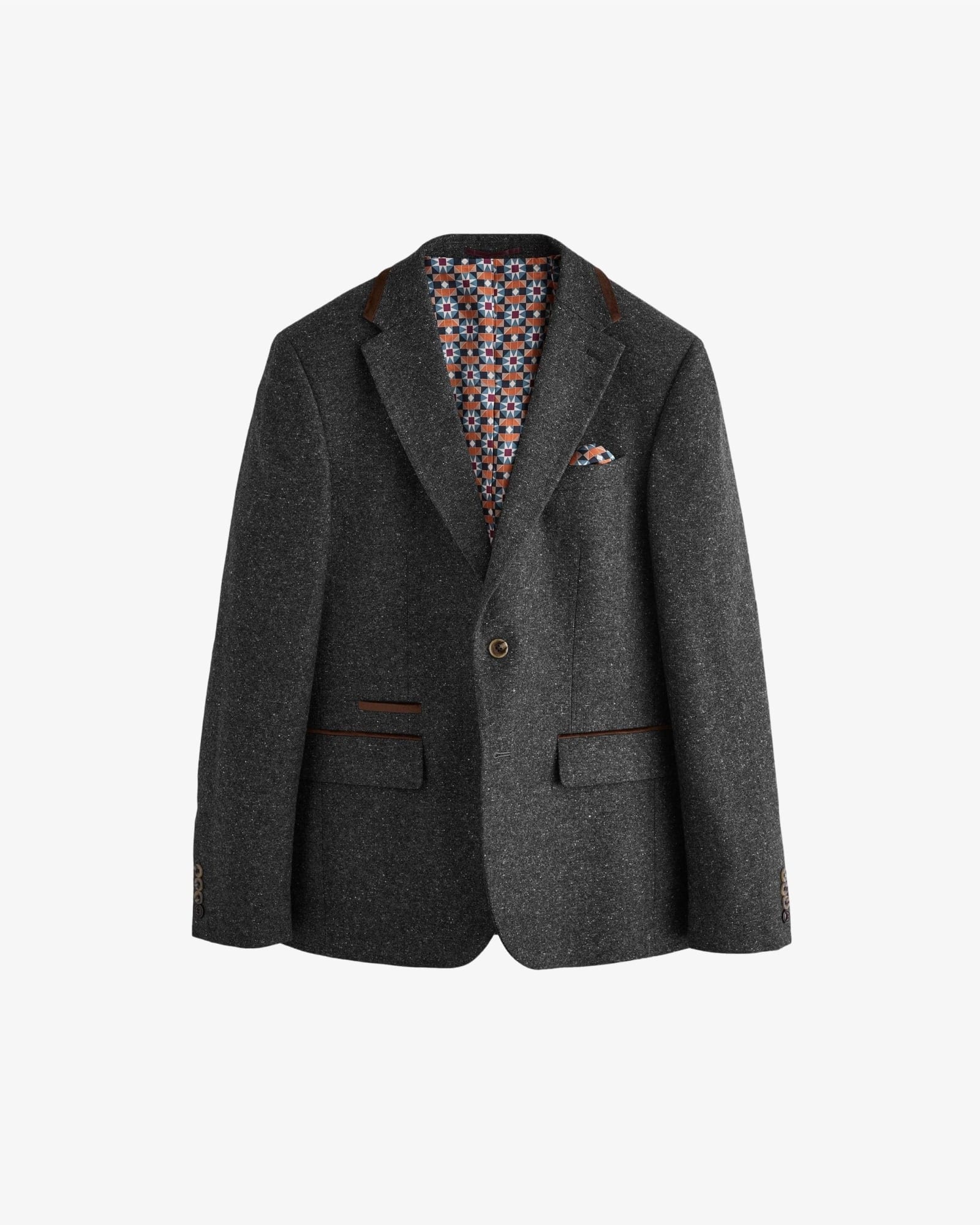 Regular Fit Wool Blend Trimmed Suit Jacket