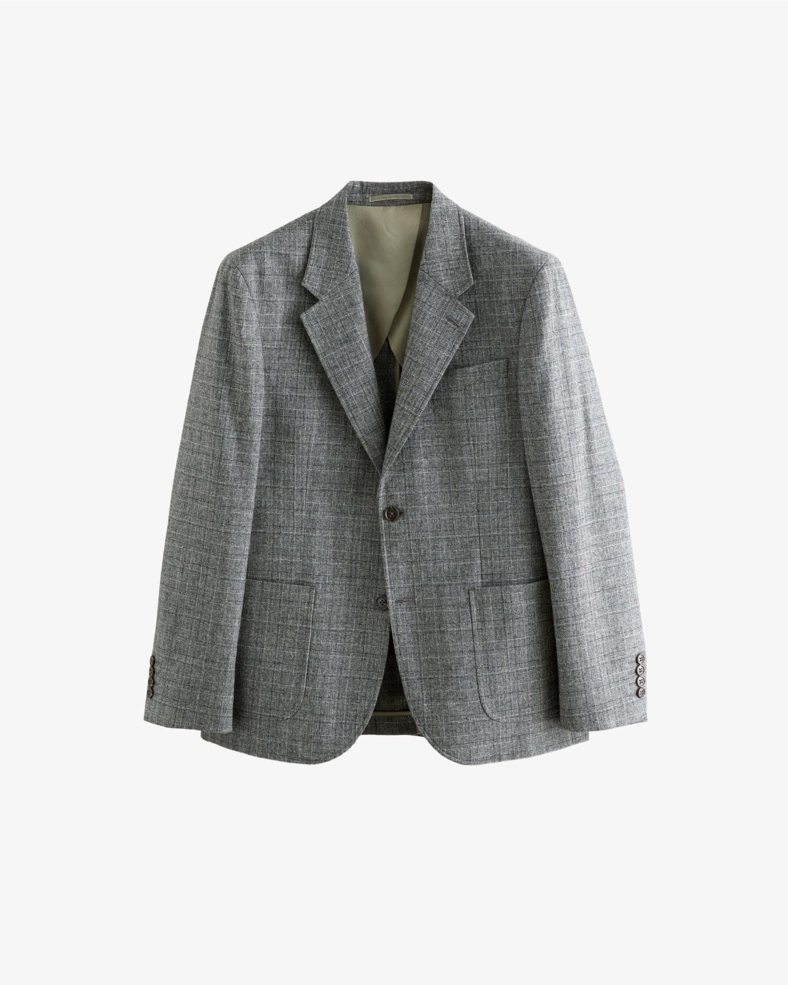 Grey Tailored Fit Check Texture Suit Jacket