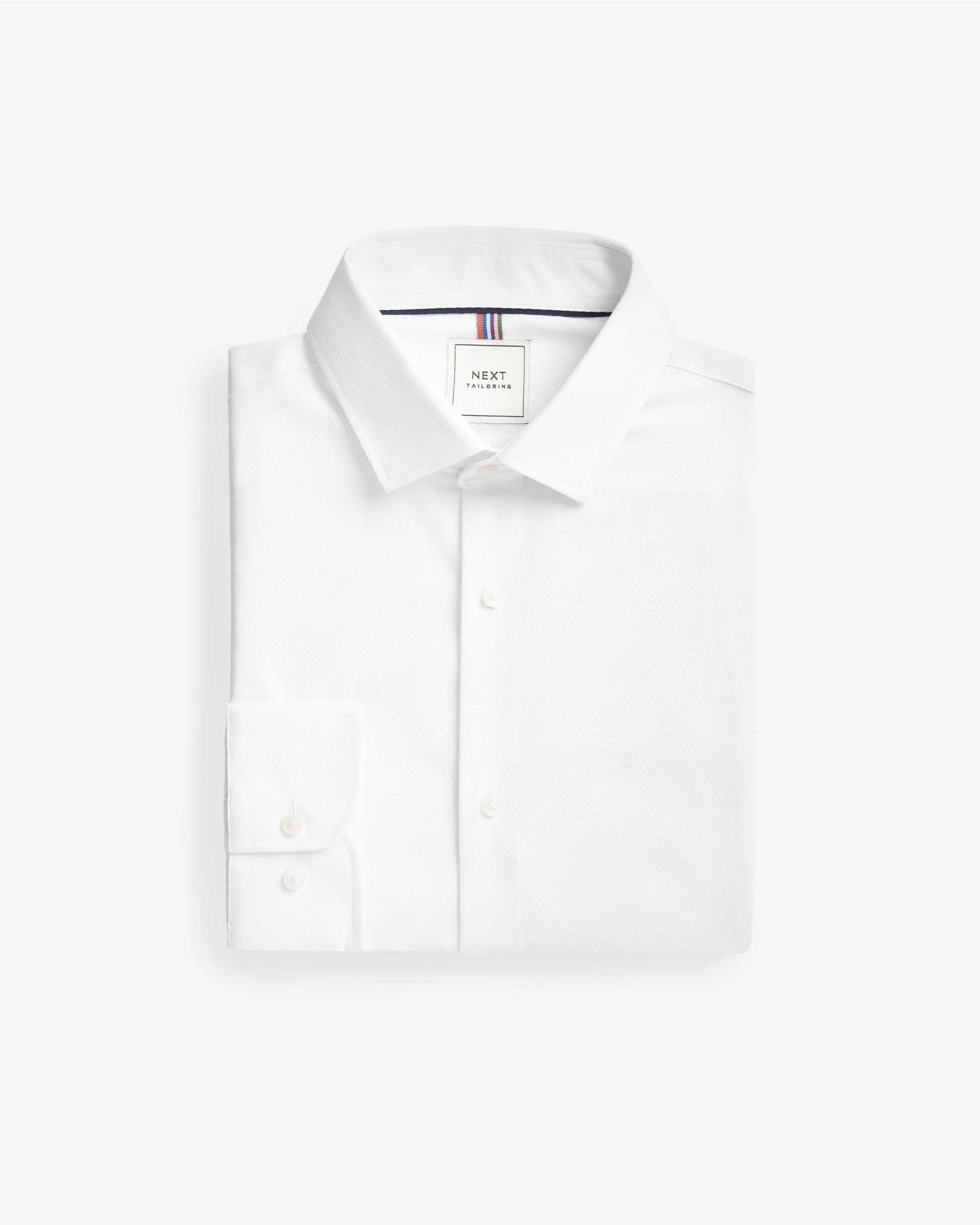 White Regular Fit Textured Single Cuff Shirt