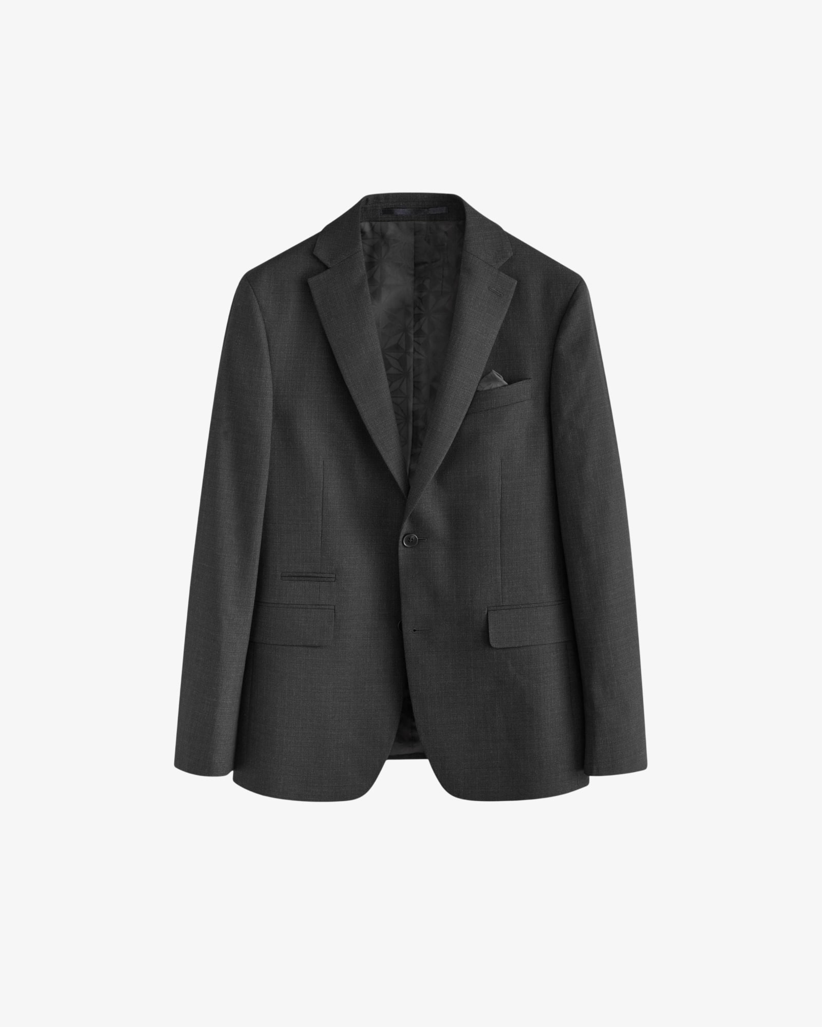 Black Tailored Fit Textured Wool Suit Jacket