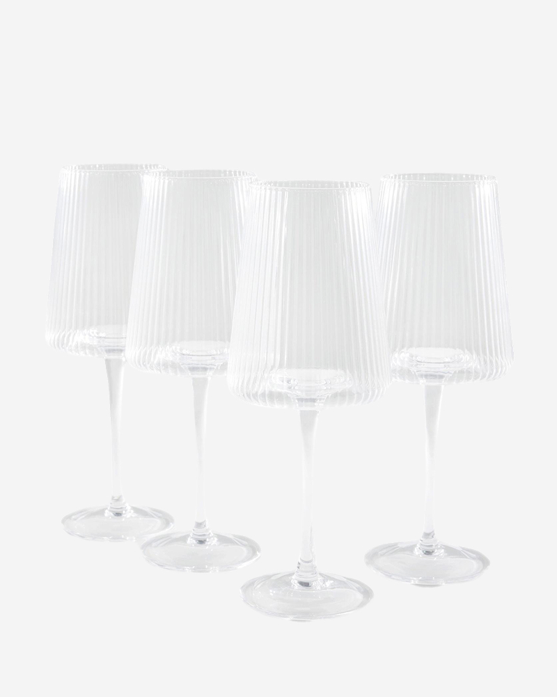 Set of 4 Clear Hollis Angular Wine Glasses