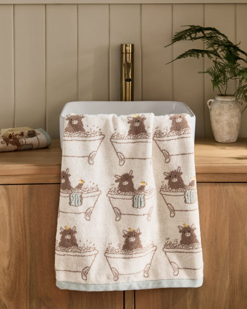 Natural Hamish The Highland Cow Towel