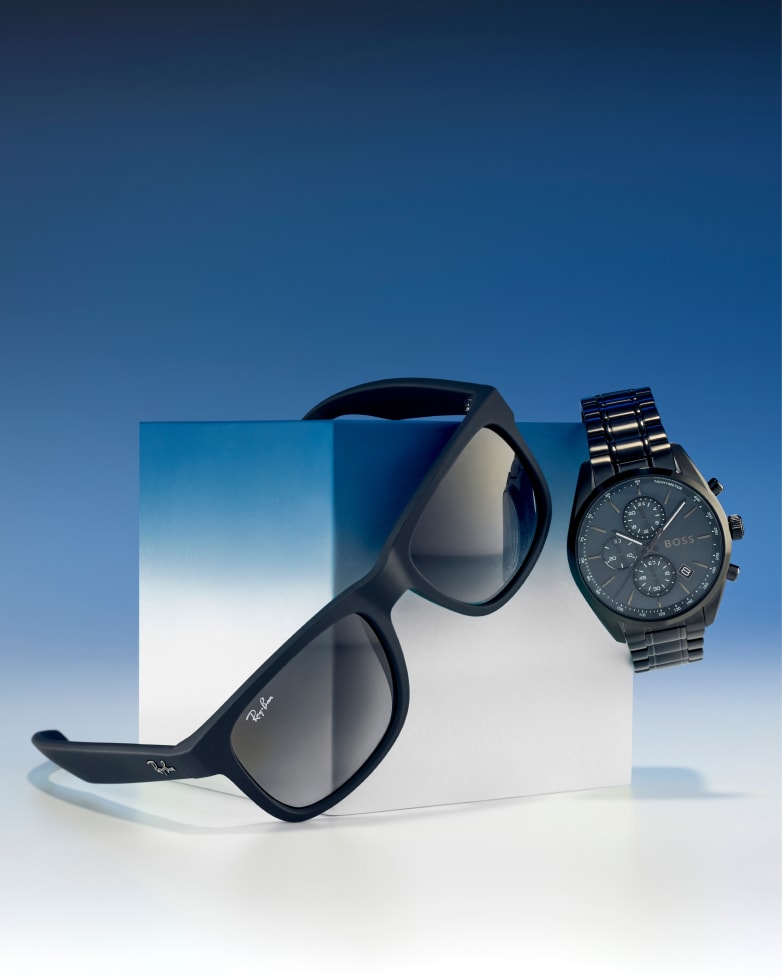 BOSS Black Peak Chronograph IP Watch & Ray-Ban Sunglasses