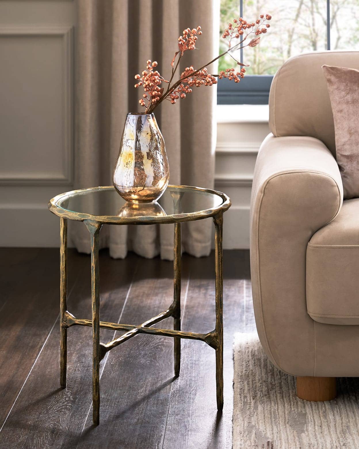 Wrought Glass Top Side Table