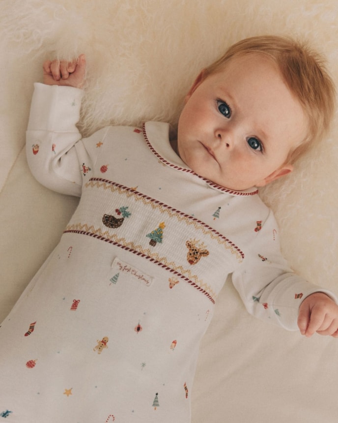 White Christmas Character Baby Sleepsuit