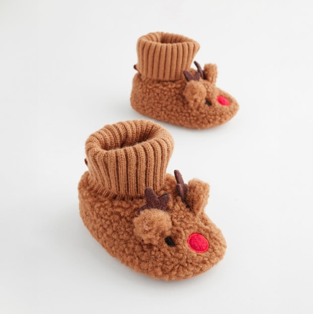 Christmas Reindeer Sock Top Baby Boots