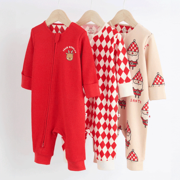 3pack Baby Christmas Team Rudolph Sleepsuit