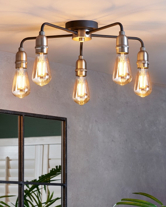 Black Brooklyn 5 Light Flush Ceiling Light