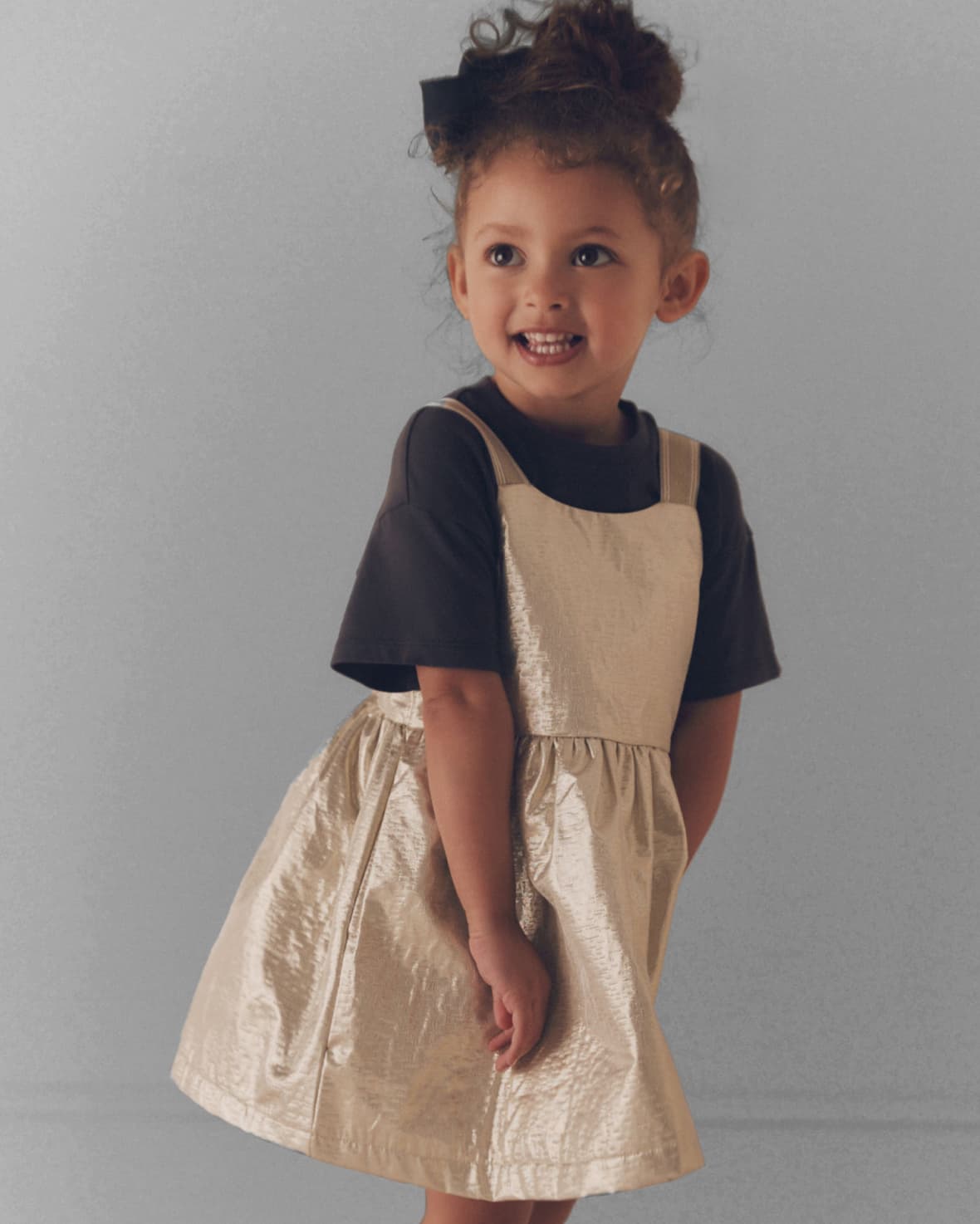 Gold Party Pinafore And T-Shirt Set