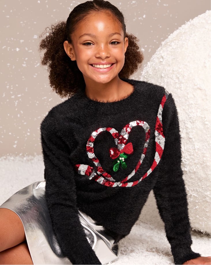 Lipsy Black Candy Cane Knitted Christmas Jumper