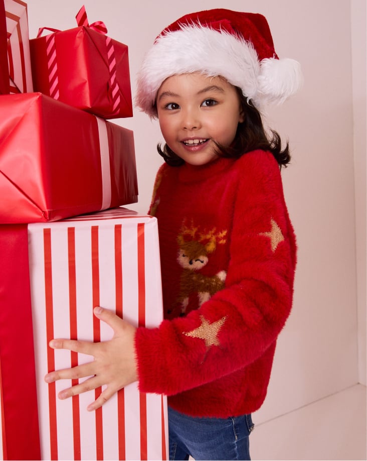 Red Fluffy Reindeer Jumper