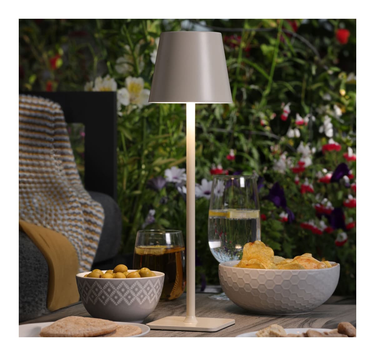 Dar Lighting Satin Grey Derrick Rechargeable Table Lamp