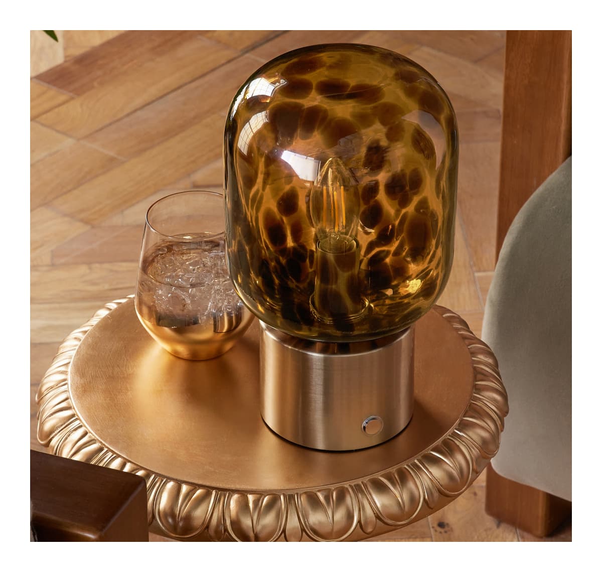 Amber Orange Tortoiseshell Rechargeable Touch Table Lamp