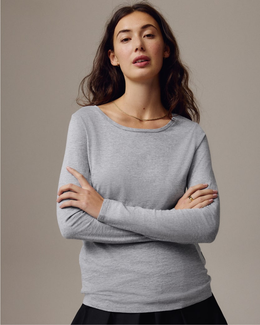 Grey marl crew neck top
