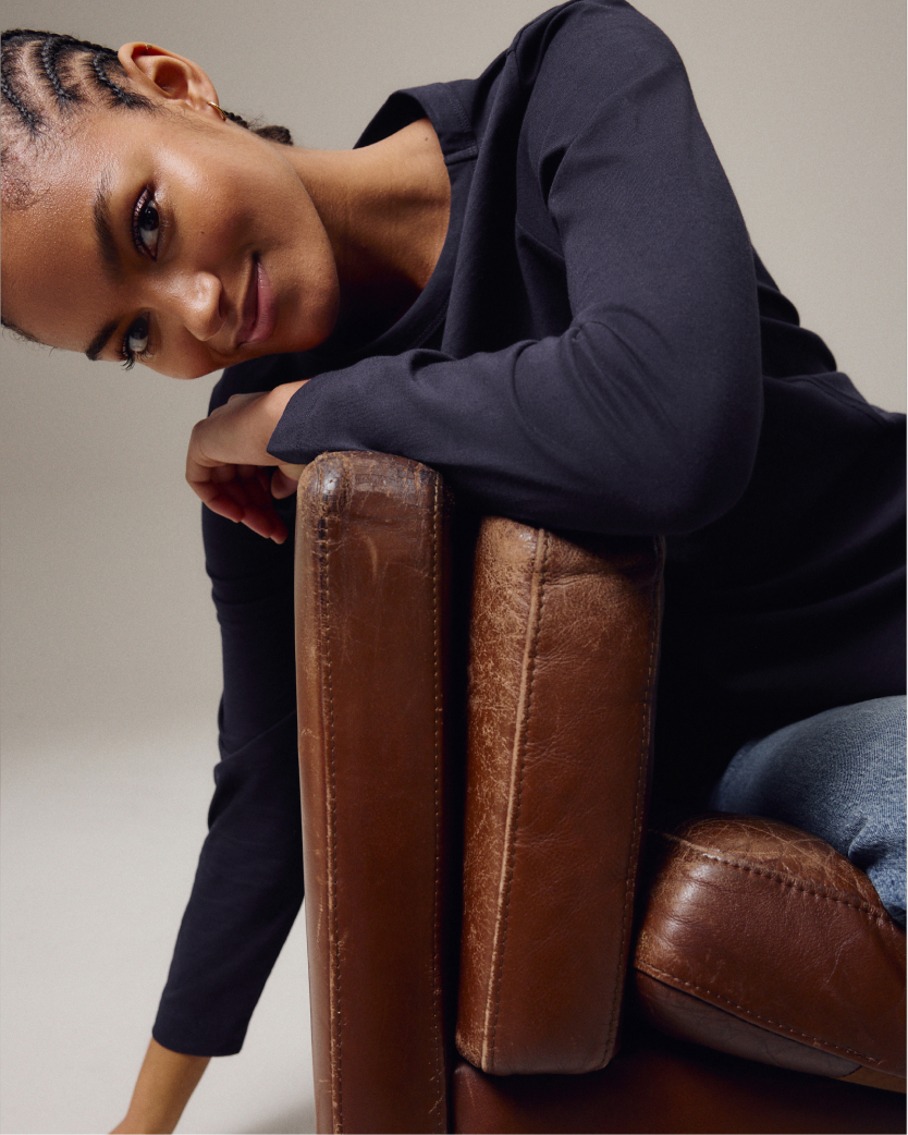 Navy long sleeve crew neck top