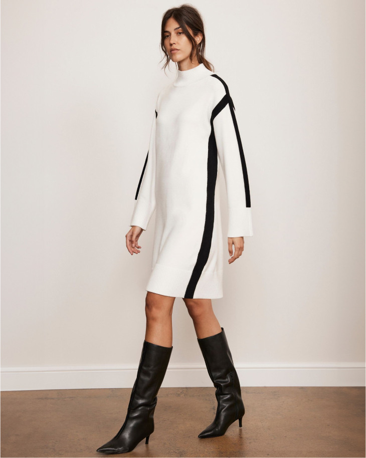 Mint Velvet White Contrast Stripe Mini Dress