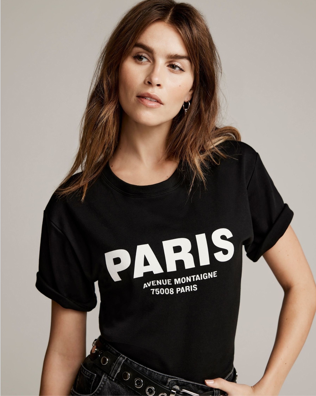 Mint Velvet Black 100% Cotton Paris T-Shirt