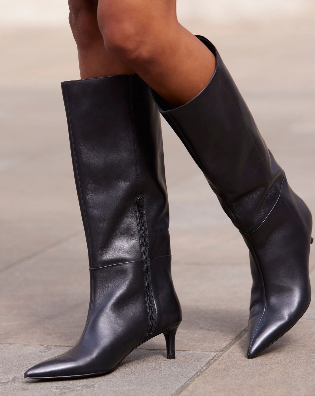Mint Velvet Black Leather Long Boots
