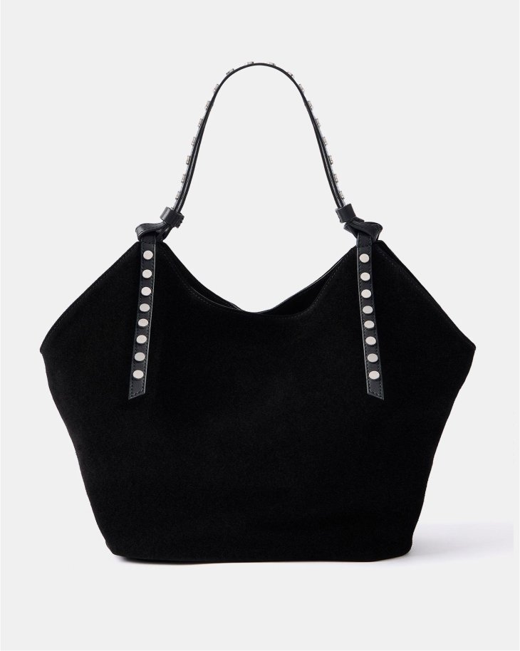 Mint Velvet Black Suede Studded Bag