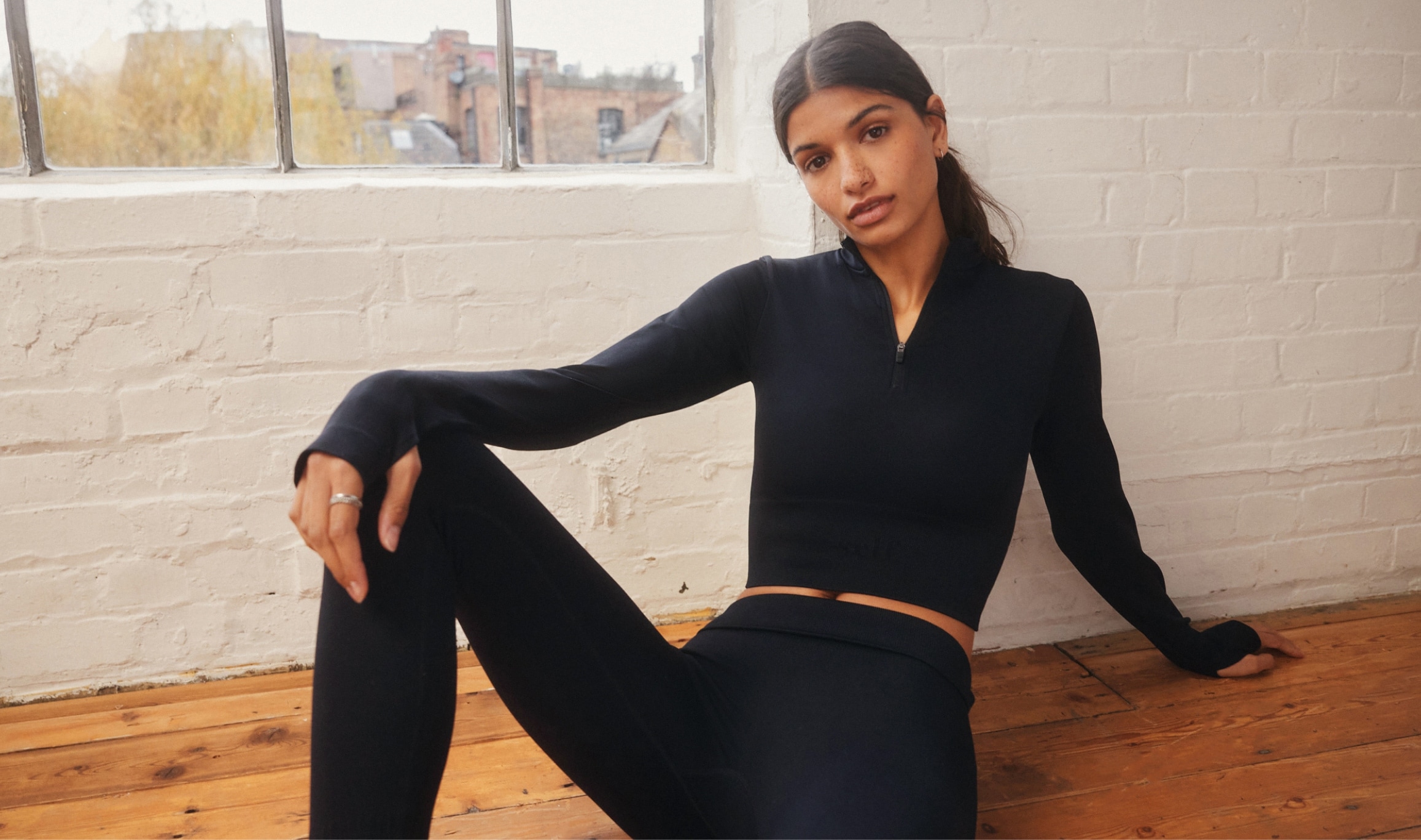 self. Quarter Zip Seamfree Crop Top