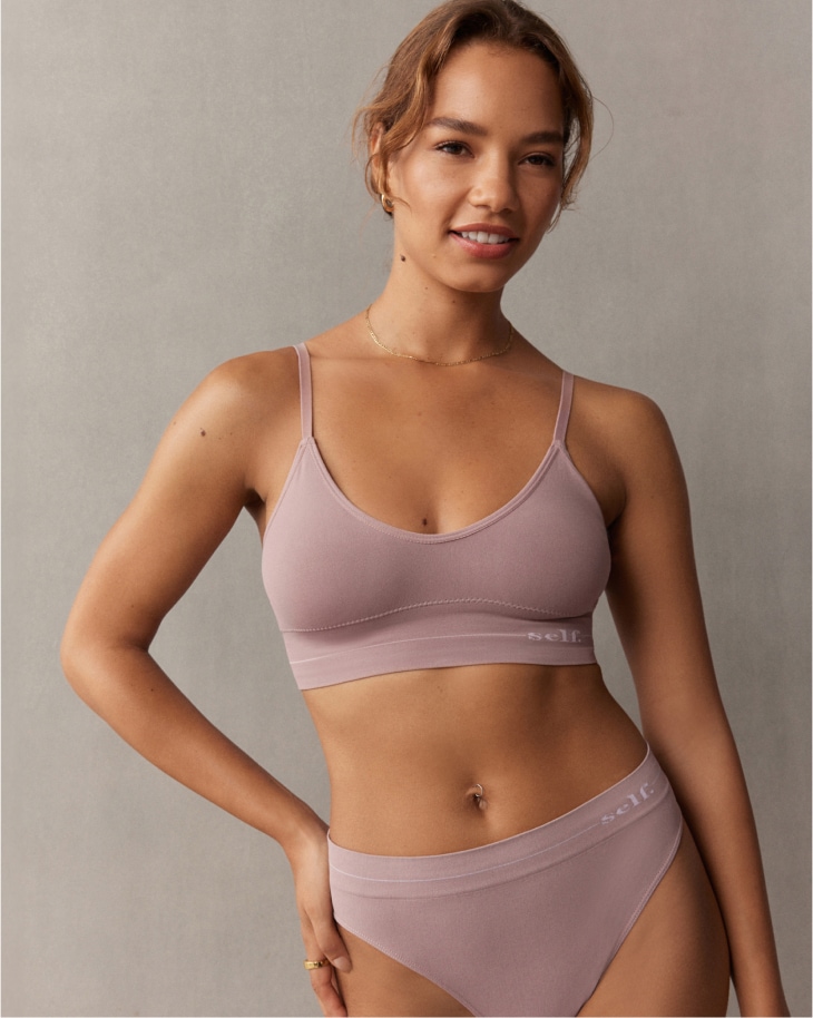 self. Strappy Seamfree Logo Bralette