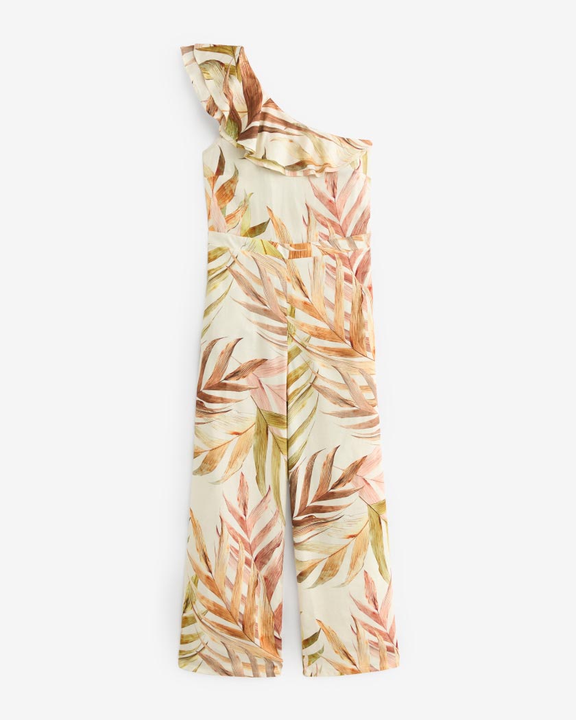 Women's Floral One Shoulder Ruffle Jumpsuit