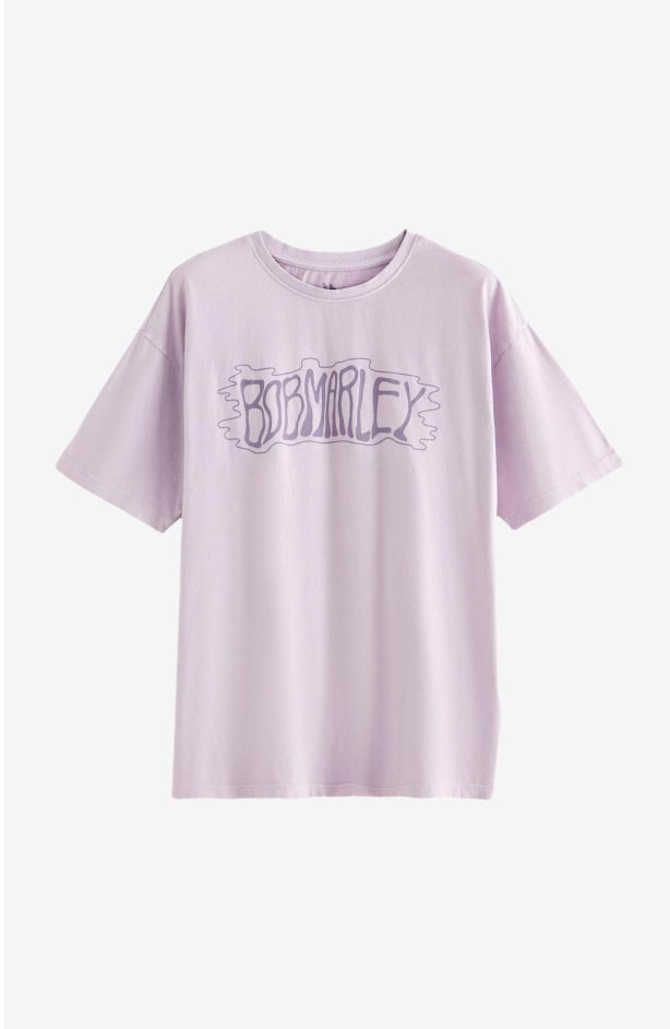 Lilac Purple Bob Marley License Graphic Band T-Shirt