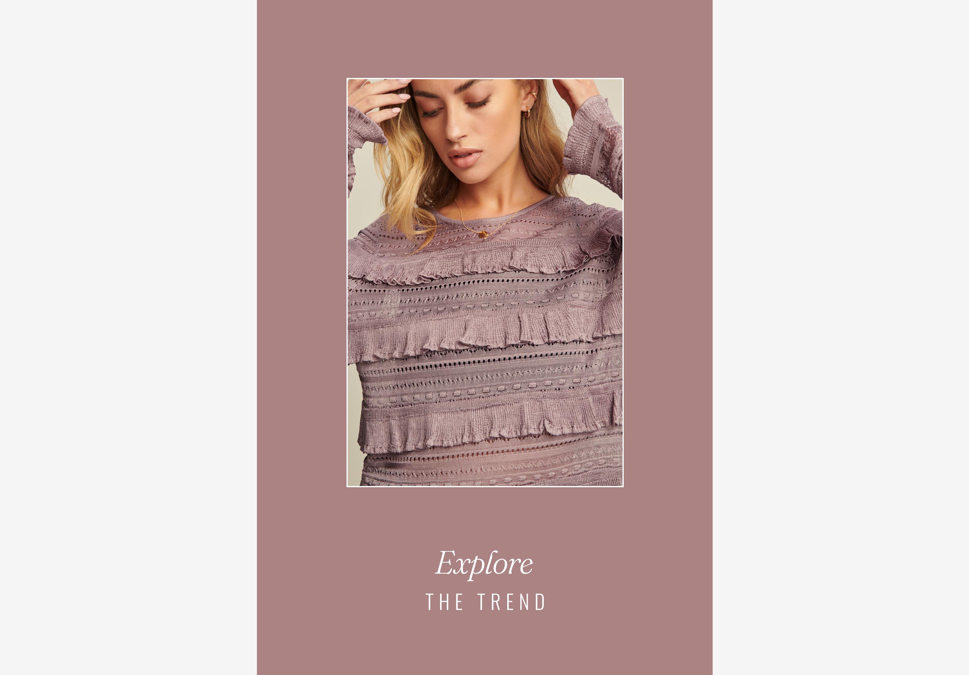 Lilac Purple Pointelle Frill Jumper - Explore the Trend