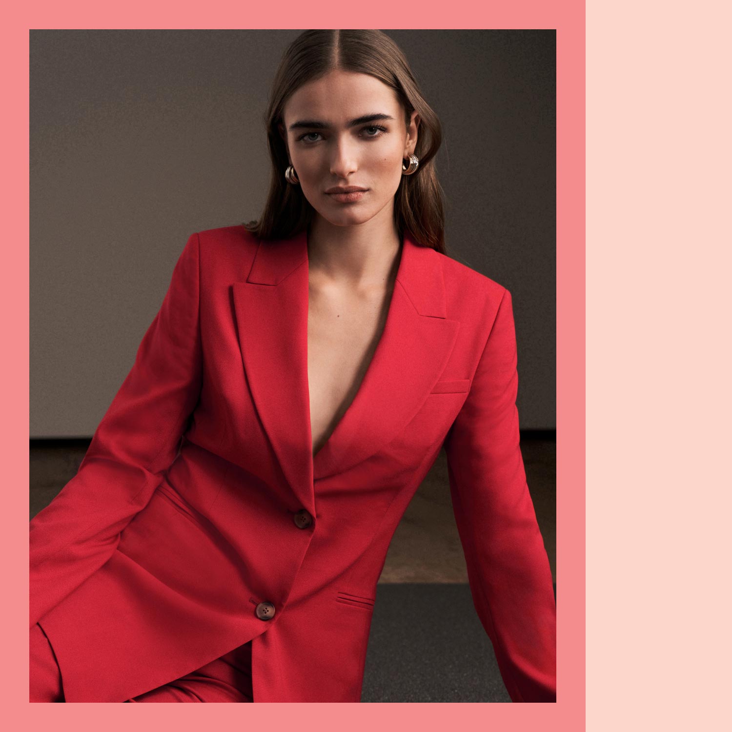 Red Tailored Shaping Single Breasted Blazer