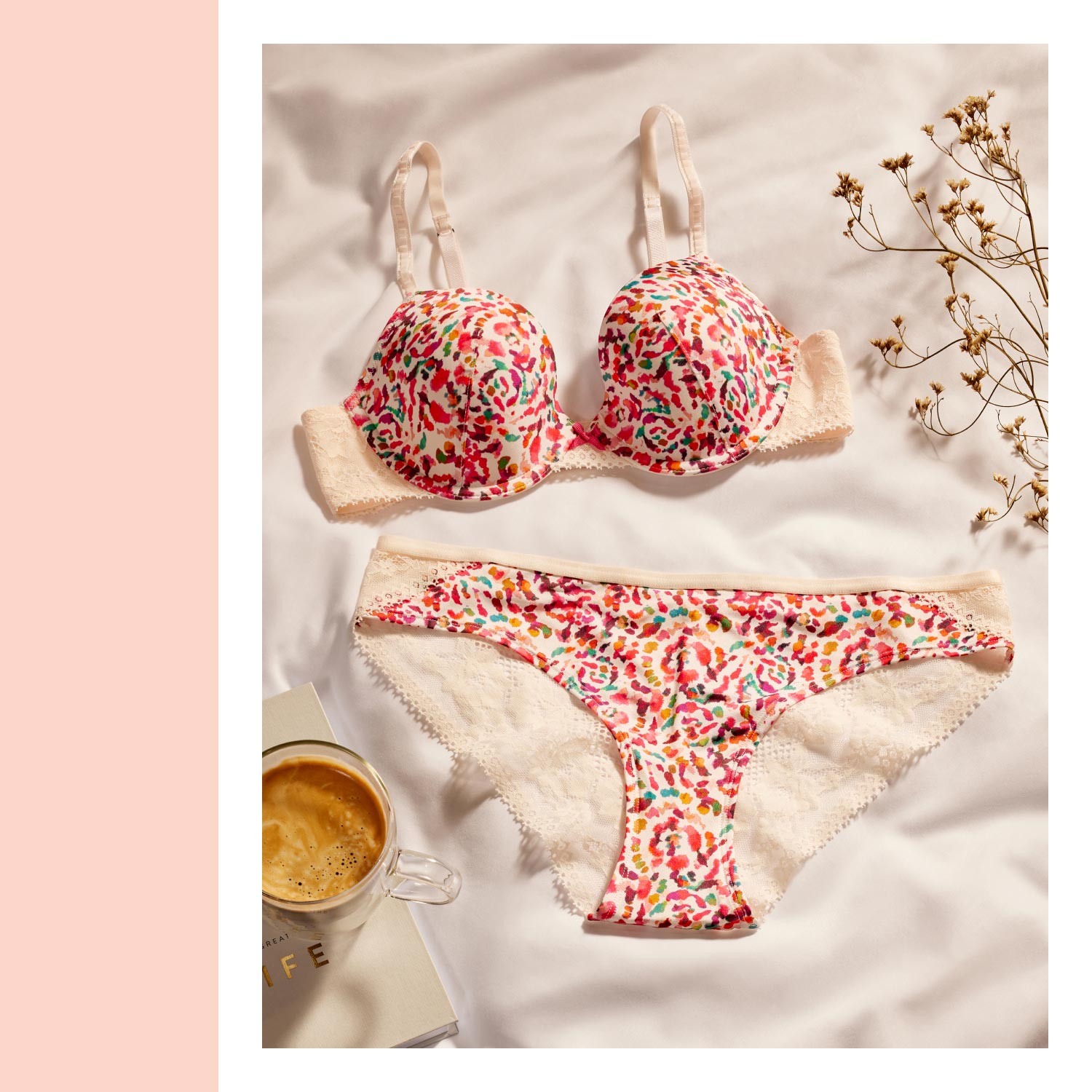 Multi Colour Floral Lace Lingerie Set