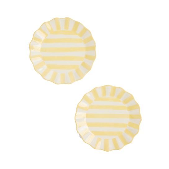 SET OF 2 YELLOW STRIPE SLIDE PLATES
