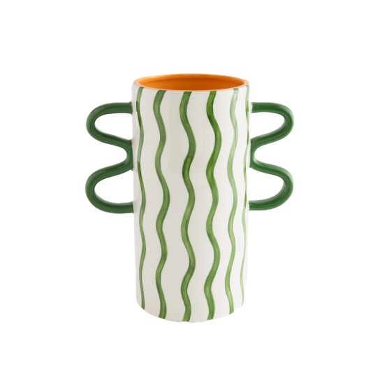 CERAMIC WIGGLE HANDLE VASE