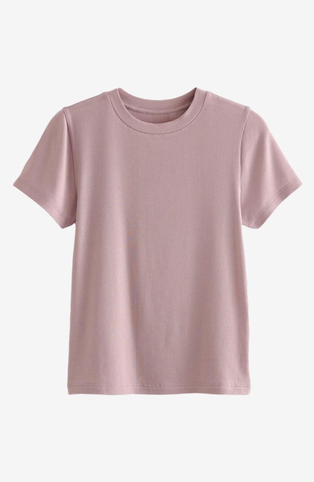 Purple Soft Touch TENCEL™ Ribbed Short Sleeve T-Shirt